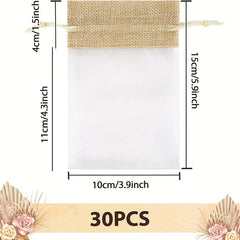 30pcs Burlap Gift Bag Mesh Candy Favour Jewelry Pouches 10x15cm Drawstring