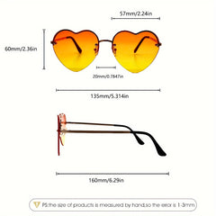 Heart Shape Lens Sunglasses Metal Frame Outdoor Party Vacation Travel