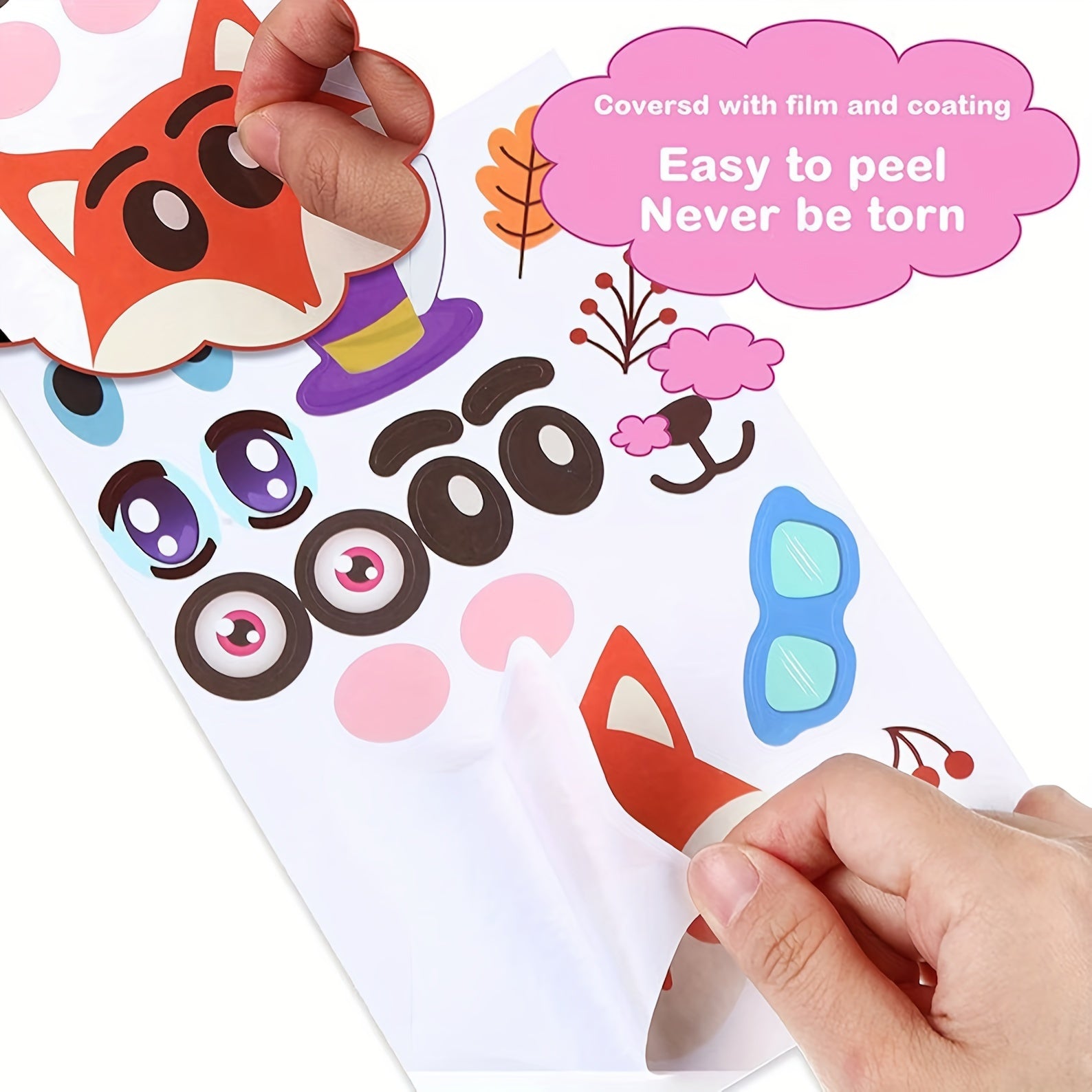 36 Sheets DIY Puzzle Stickers Animals Faces Jigsaw Educational Toys Kids