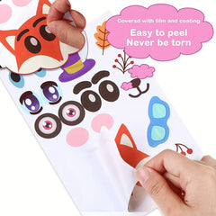 36 Sheets DIY Puzzle Stickers Animals Faces Jigsaw Educational Toys Kids