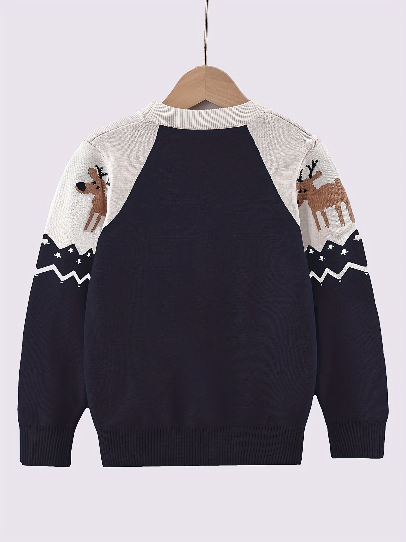 Kids Christmas Reindeer Sweater Long Sleeve Pullover