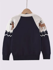 Kids Christmas Reindeer Sweater Long Sleeve Pullover
