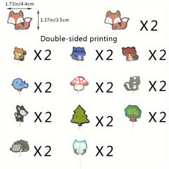24pcs Forest Animal Cupcake Toppers Fox Bird Squirrel Theme Party
