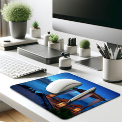 Night Time Serene Dock Lights Mouse Pad Non Slip Rubber Base