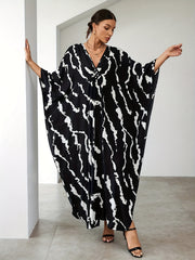 Plus Size Boho Cover Up Women's Plus Graffiti Print Loose Fit Beach Cover Up