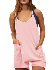 Casual Romper Women's Plain Round Neck Cami Romper