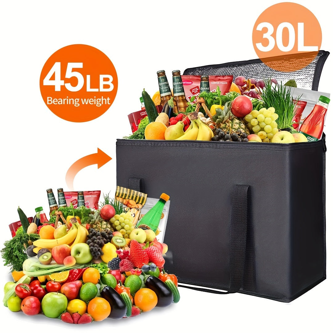 Insulated Reusable Grocery Bag with Zipper Top Insulation