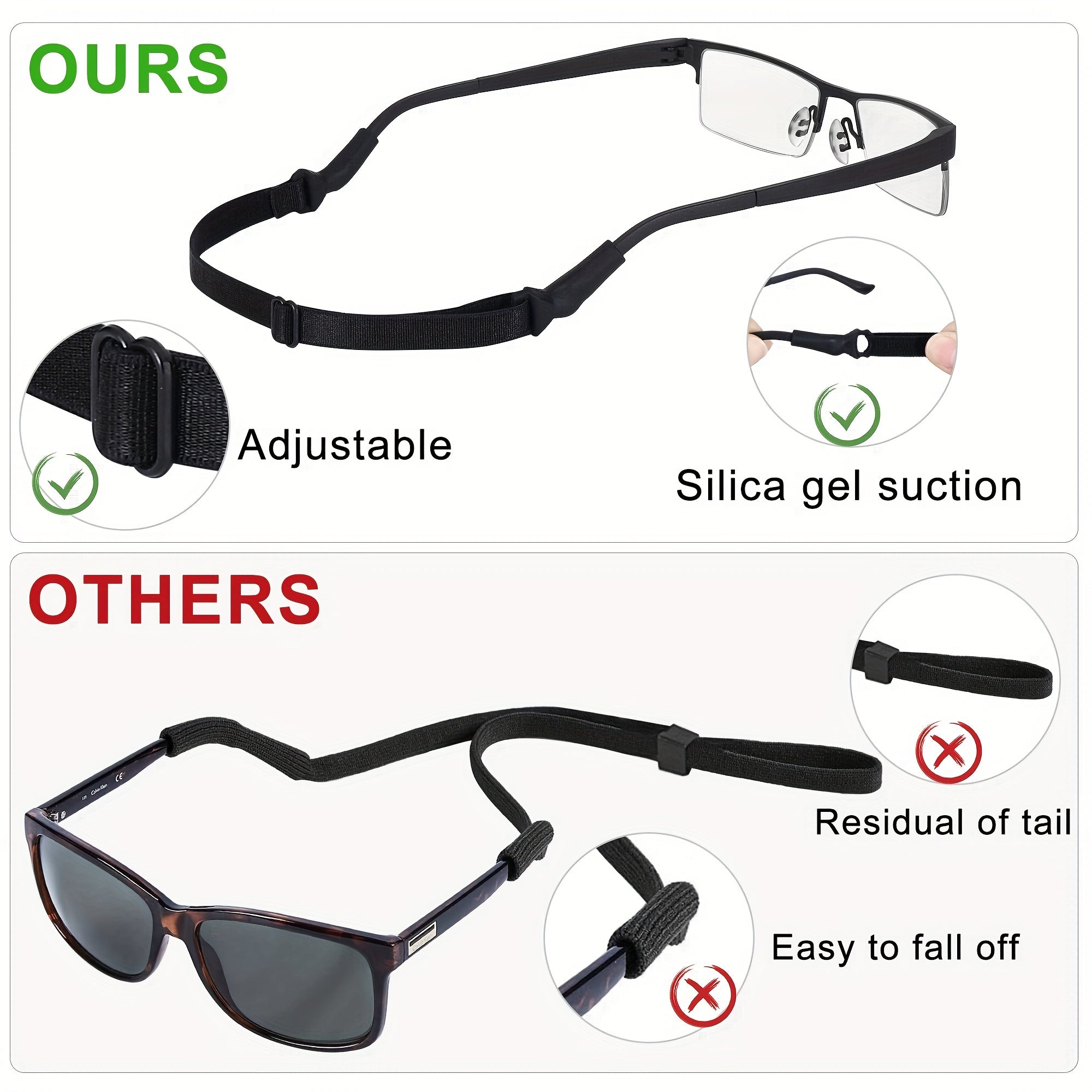 3pcs Glasses Lanyard Non-slip Glasses Rope Eyeglass Holder Strap for Men
