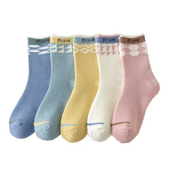 5 Pairs Geometric Pattern Socks Crew Socks Women's Stockings