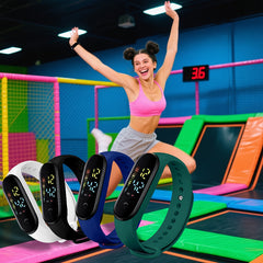 4pcs Touch Screen LED Sports Watches 24 Hour Display PVC Straps
