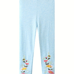 Girls Knitted Flower Leggings Soft Cotton Spring Autumn Trousers