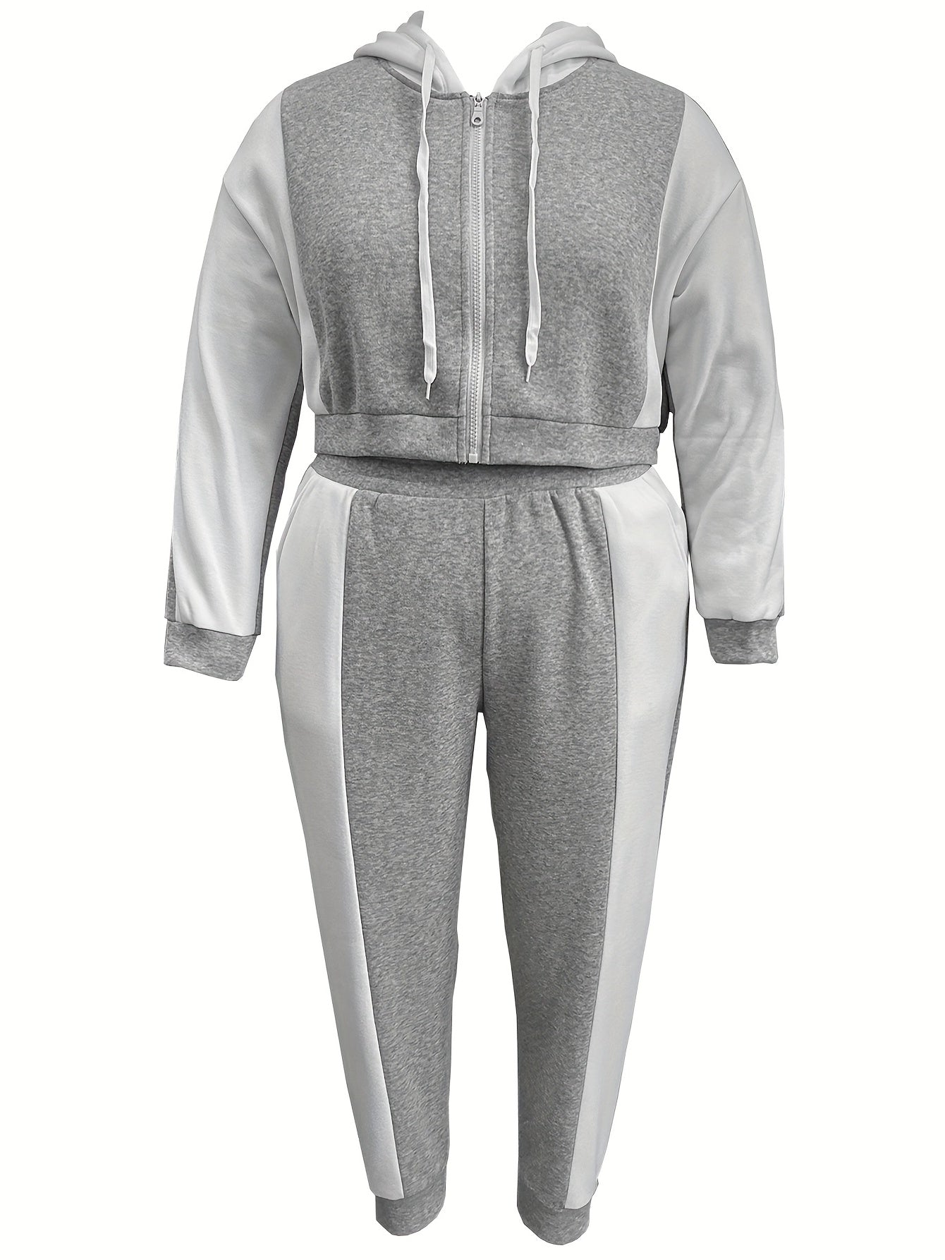 Colorblock Hooded Crop Coat & Leggings Set