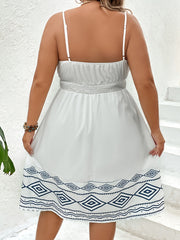 Geometric Print Tie Front Cami Dress
