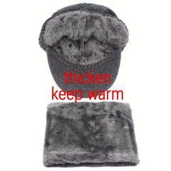 Men's Winter Wool Knit Scarf Caps
