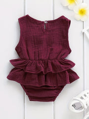 Newborn Sleeveless Romper Ruffles Crew Neck Bodysuit for Baby Girls
