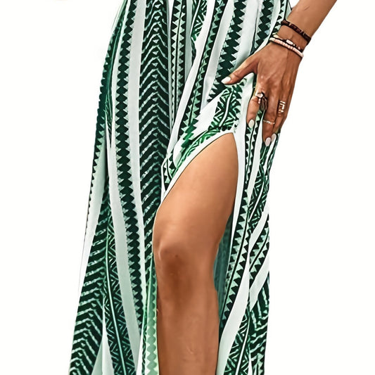 Striped Print Split Skirt for Spring & Summer