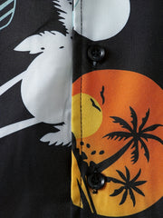Boys Hawaiian Shirt & Shorts Set Tropical Plant Print Beach Wear Kids Summer