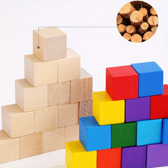 Vibrant Wooden Building Block Set Colorful Cubes Math & Geometry Puzzle