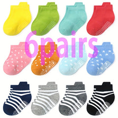 6 Pairs Girls Anti Skid Floor Socks Breathable Comfortable Ankle Socks