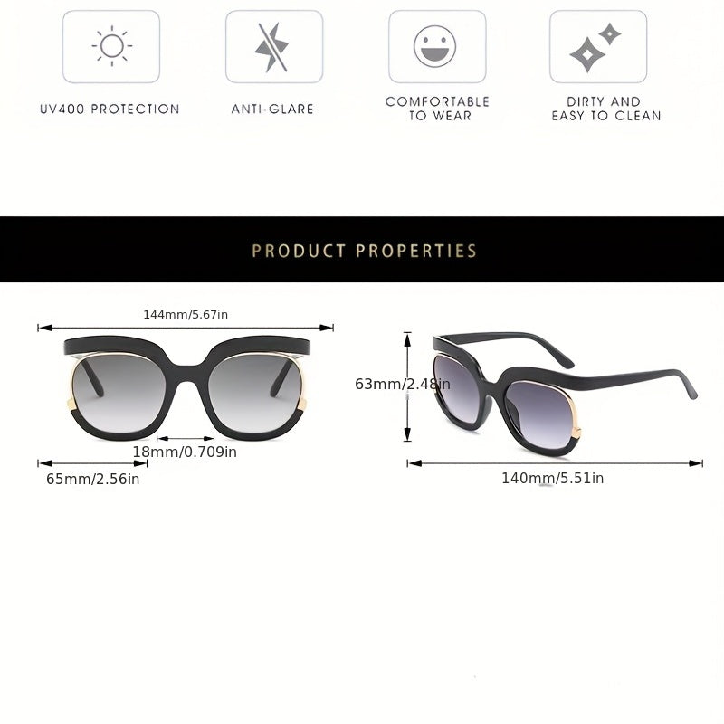 Y2K Large Owl Sunglasses Gradient UV400 Sun Shades Glasses with Case