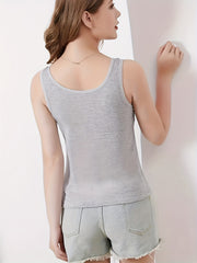 Solid Tank Top Crew Neck Sleeveless Padded Top Women's Lingerie
