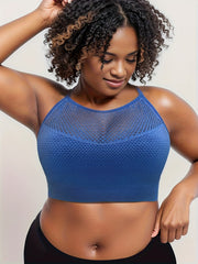 Mesh Racer Back Padded Sports Bra Medium Stretch Yoga Workout Bra