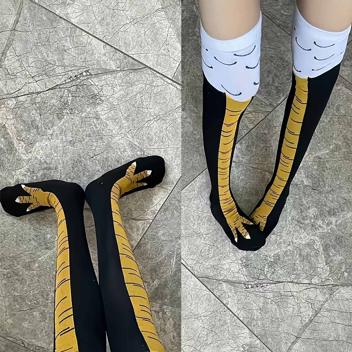 Chicken Feet Pattern Knee High Socks Funny