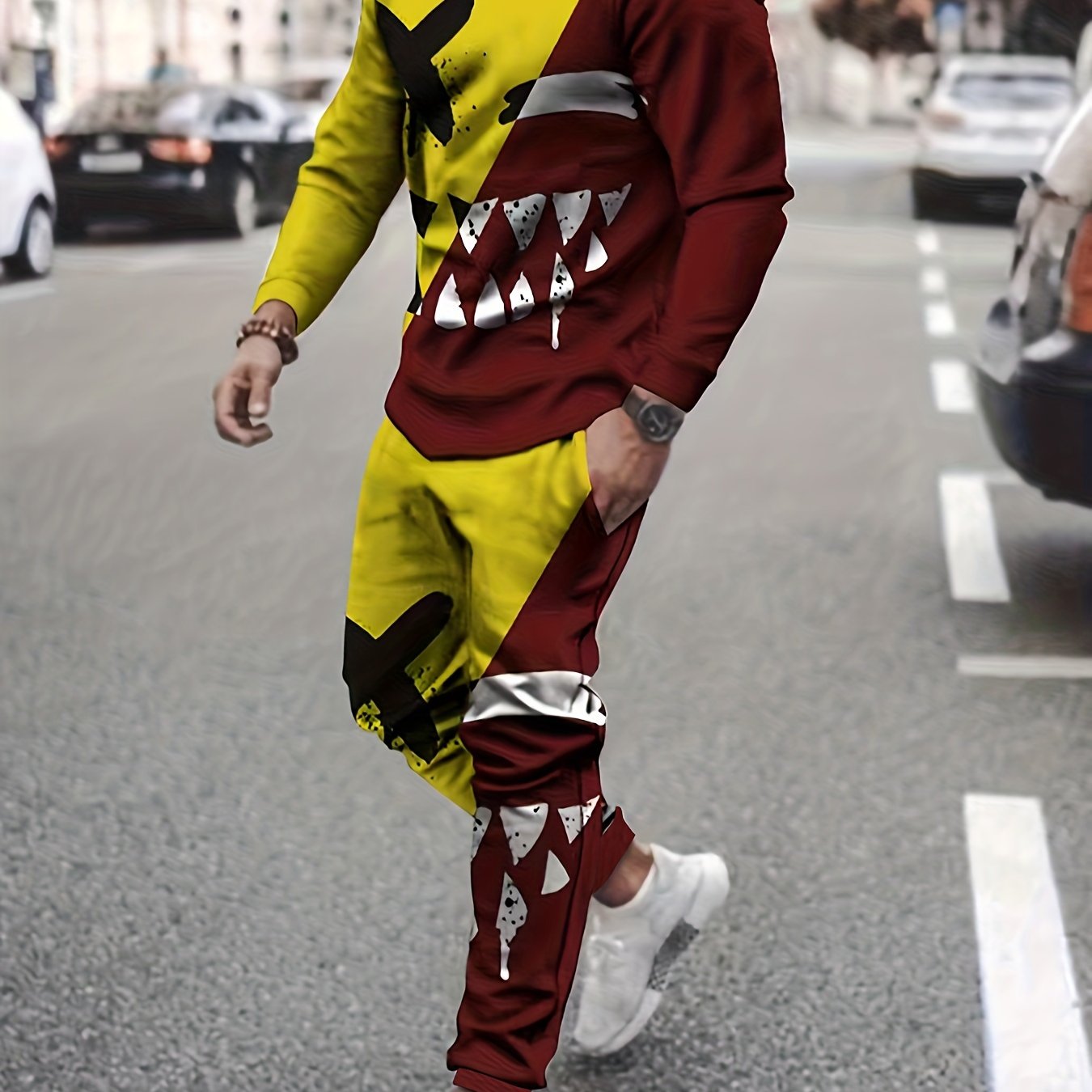 Mens 2 Piece Outfits Long Sleeve T shirt And Sweatpants Set
