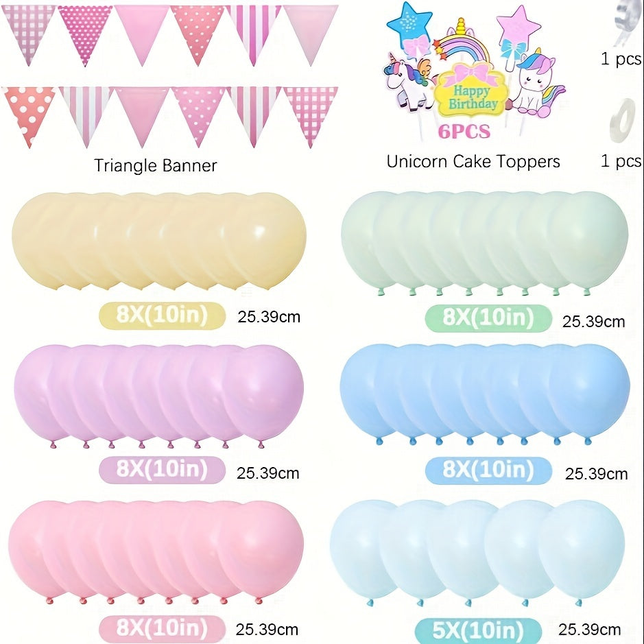 Pastel Balloon Garland Unicorn Cake Decoration Pink Birthday Party