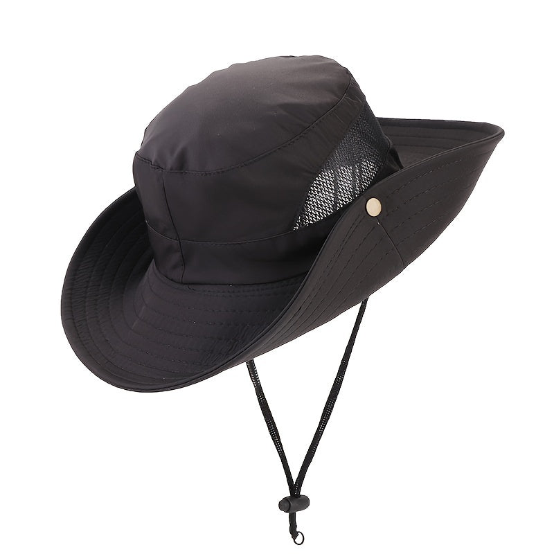Summer Hollow Men's Windproof Bucket Hat Outdoor Sunshade Breathable Mesh