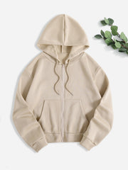 Women's Zipper Hooded Fall Loose Hoodie