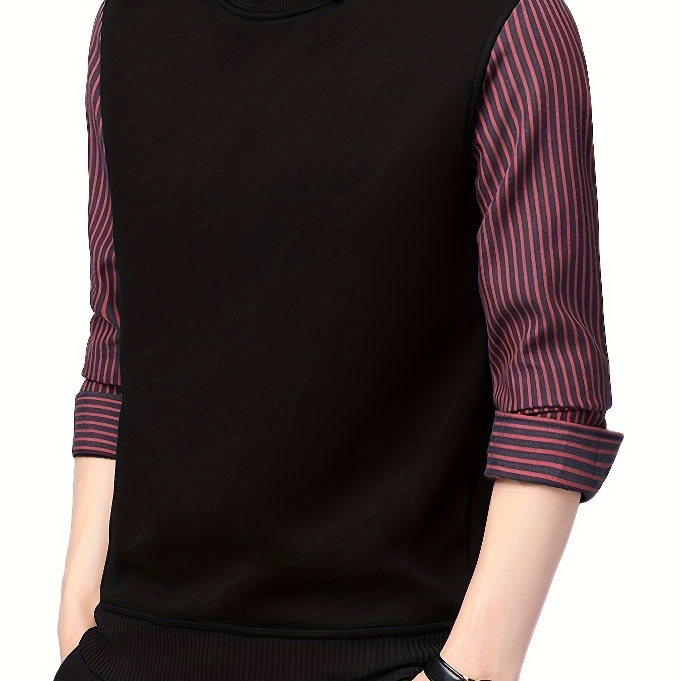 Retro Stripe Shirt Men's Casual Knitwear Long Sleeve Top Fall Winter