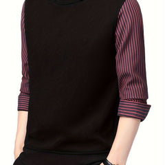 Retro Stripe Shirt Men's Casual Knitwear Long Sleeve Top Fall Winter