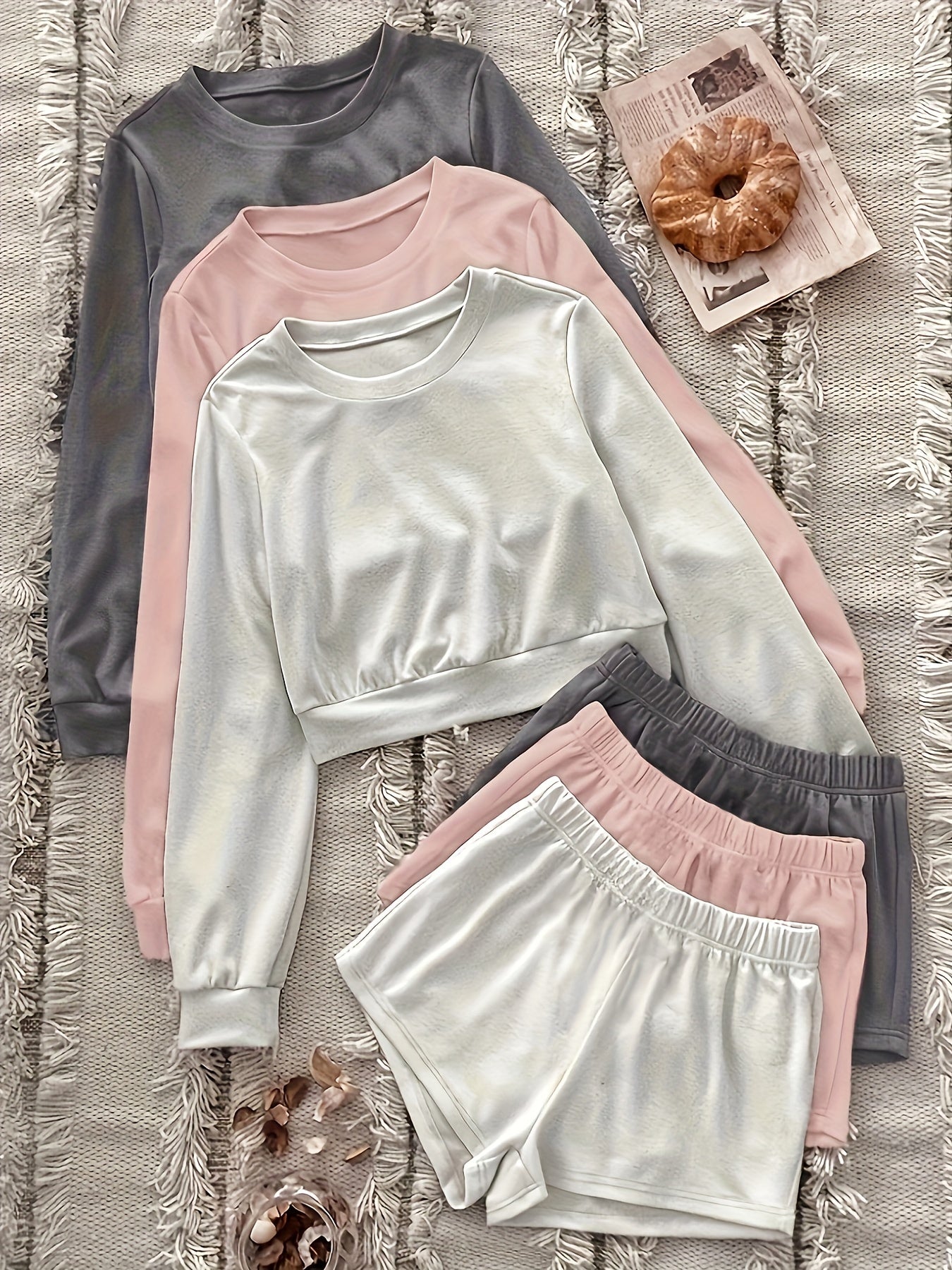 6-Piece Plus Size Pajama Set: Top & Shorts Loungewear