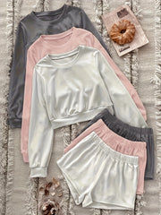 6-Piece Plus Size Pajama Set: Top & Shorts Loungewear