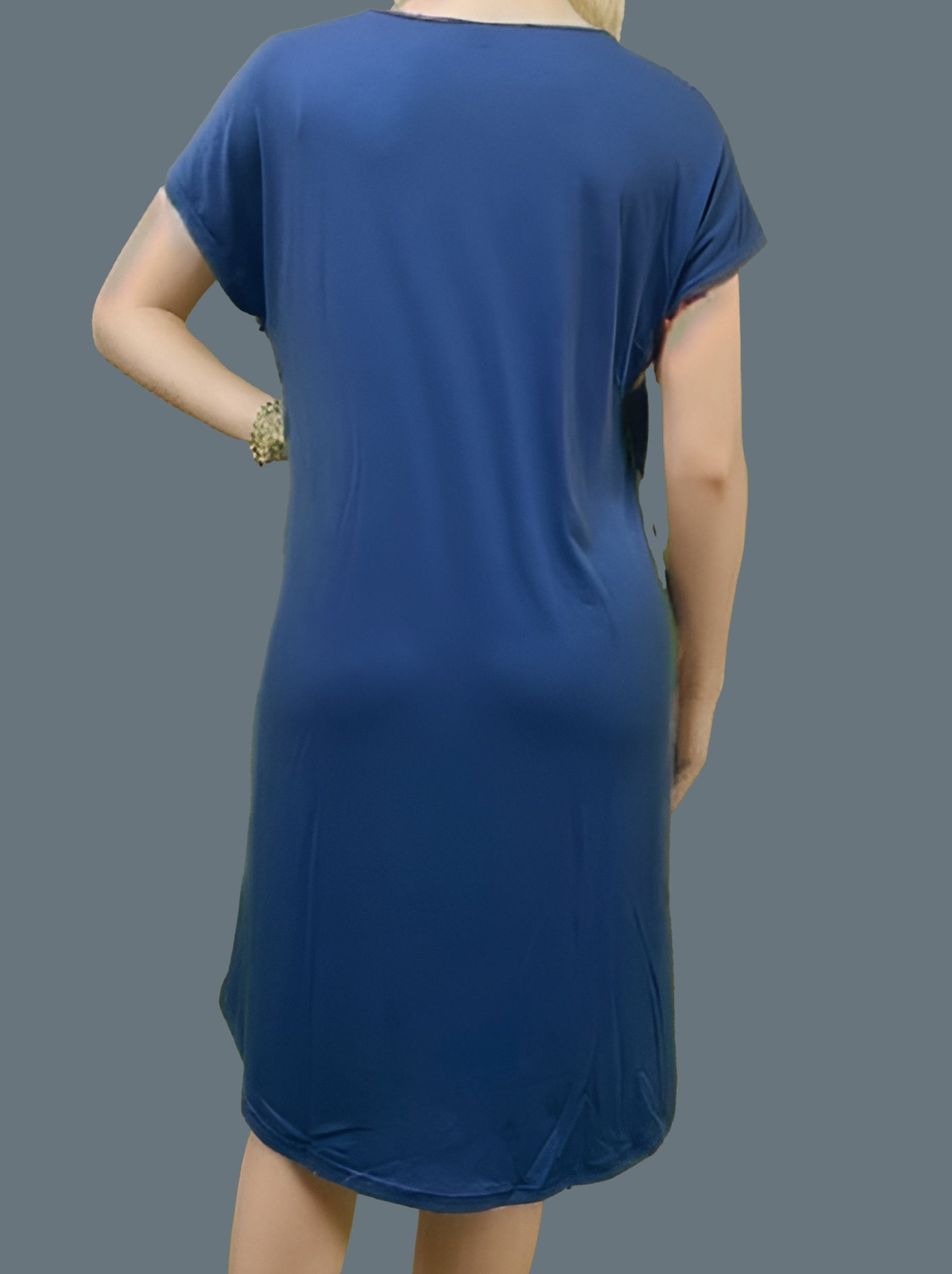 Plus Size Solid Short Batwing Sleeve Maxi Dress