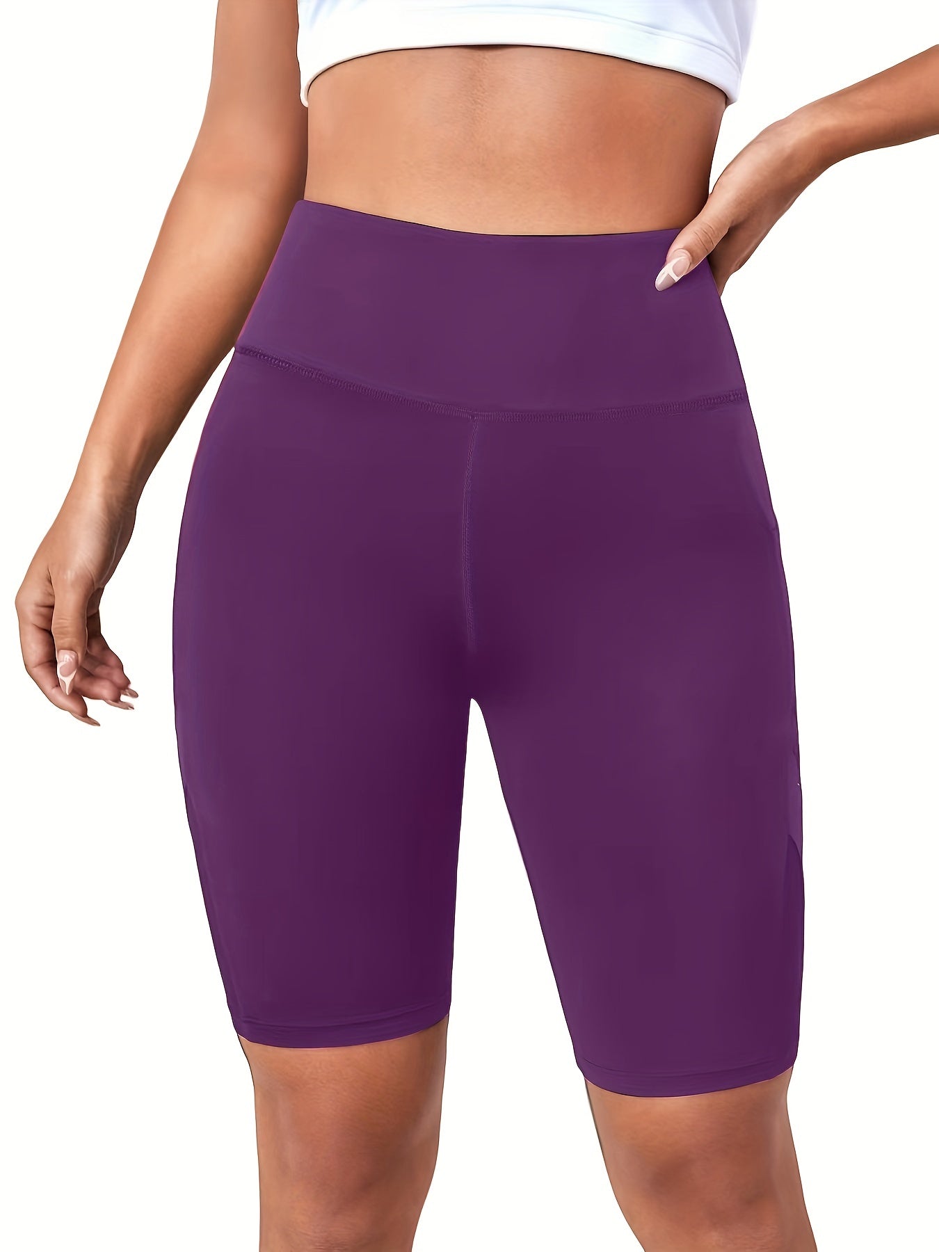 Women's High Waist Biker Shorts w/ Mesh Pocket Gym Activewear