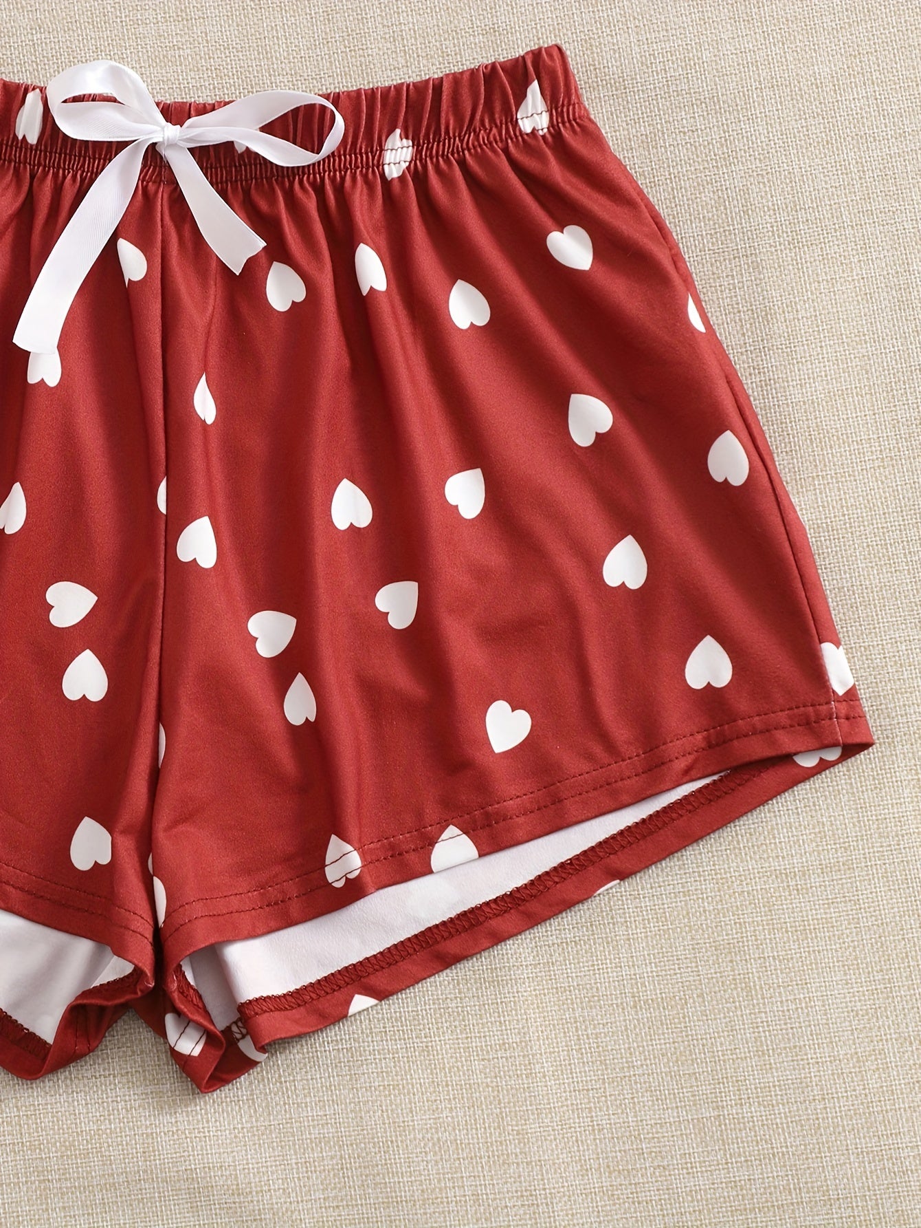 Heart Print Cami Top & Shorts & Pants 3 Piece Set