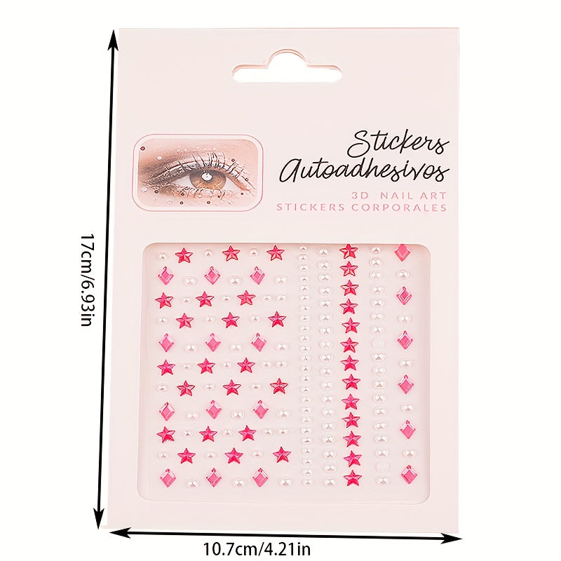 Colorful Eye Makeup Stickers Rhinestone & Pearl Decoration