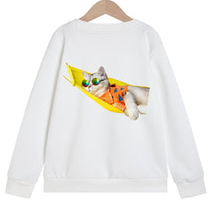 Leisure Cat Graphics Girls' Sweatshirt Pullovers For Fall Winter