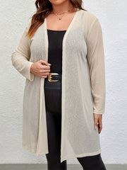 Casual Cardigan Solid Open Front Long Sleeve Medium Stretch