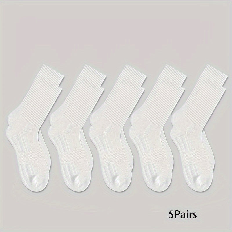 5 Pairs Men's Crew Socks Comfy Casual Unisex Outdoor All Seasons