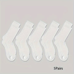 5 Pairs Men's Crew Socks Comfy Casual Unisex Outdoor All Seasons