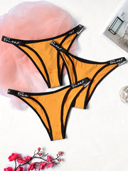 3pcs Letter Print Panties Low Waist Intimates Women's Lingerie