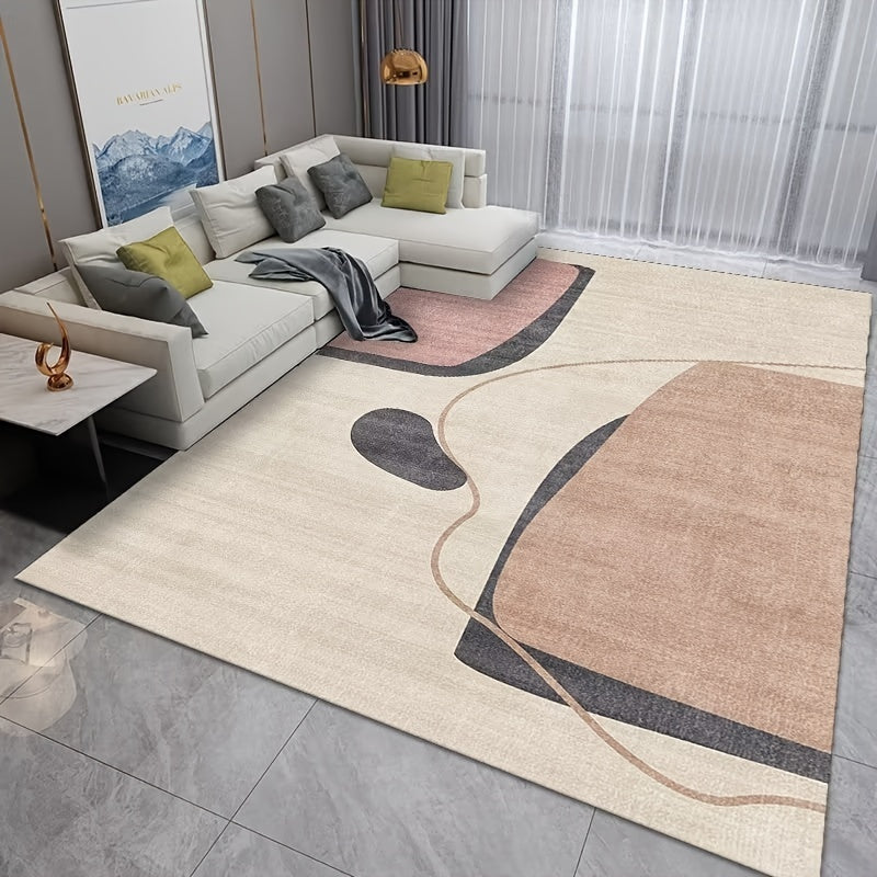 Modern Area Rug Soft Polyester Fiber Carpet Non-Slip TPR Base