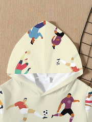 Football Player Print Kid's Hoodie Pullover Casual Hooded Long Sleeve Top