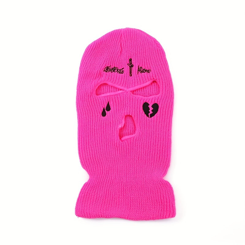 Men's Embroidered Balaclavas Knitted Hat Warm Windproof