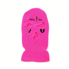 Men's Embroidered Balaclavas Knitted Hat Warm Windproof