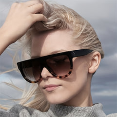 Oversized Cat Eye Sunglasses Gradient Lens Flat Top Glasses