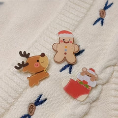 8pcs Cartoon Christmas Brooch Pin For Boys